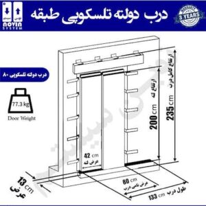درب طبقه تلسکوپی 80 دولته نوین سیستم-اسانسورمن